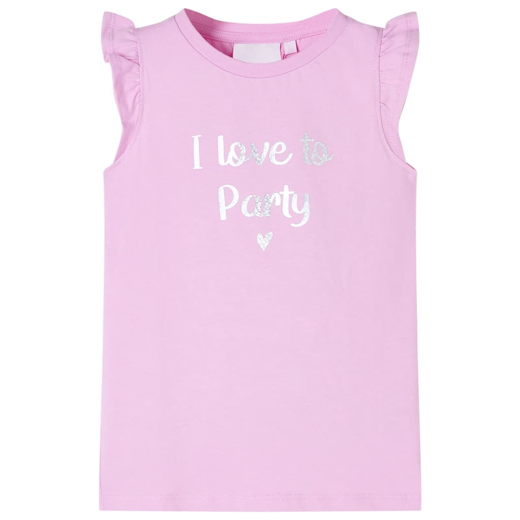 Kindershirt met ruches aan de mouwen 128 lila – afbeelding 1