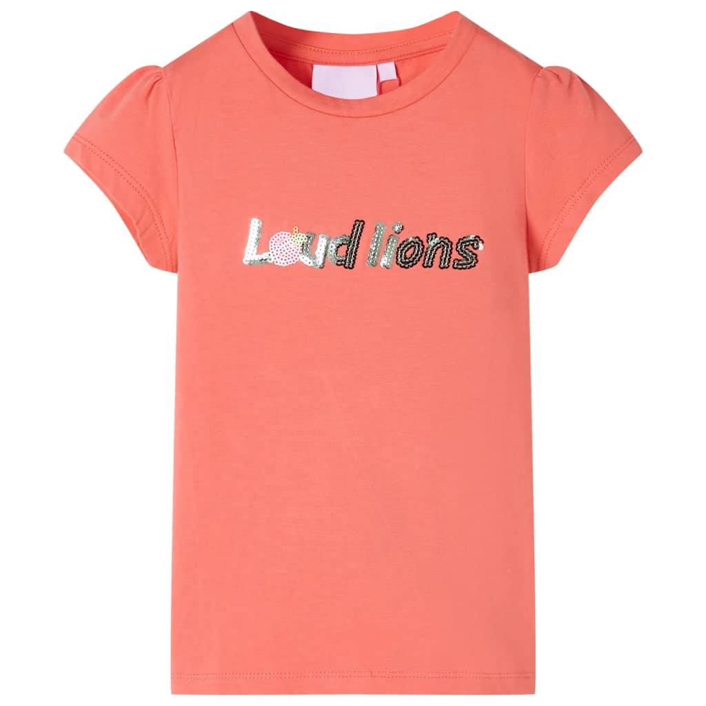Kindershirt met kapmouwen 116 koraalkleurig