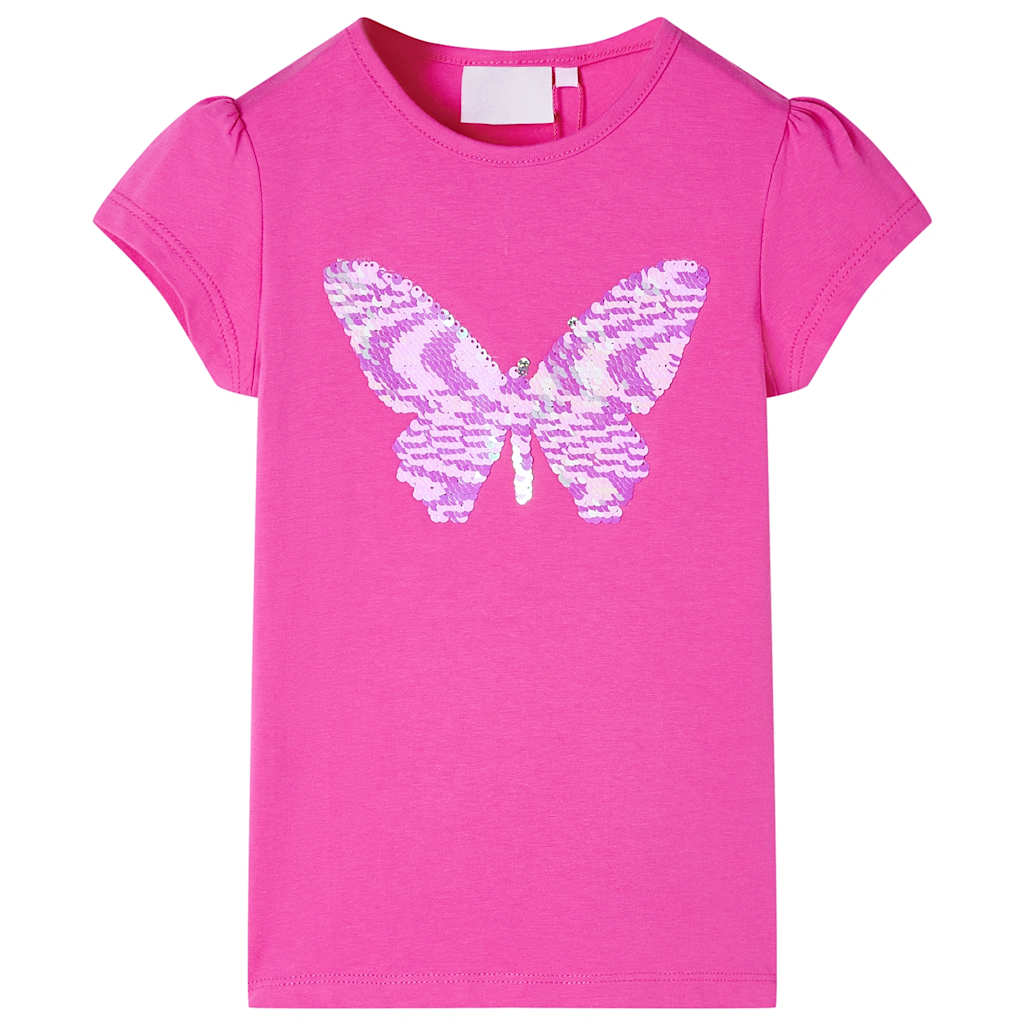 Kindershirt met kapmouwen 104 donkerroze