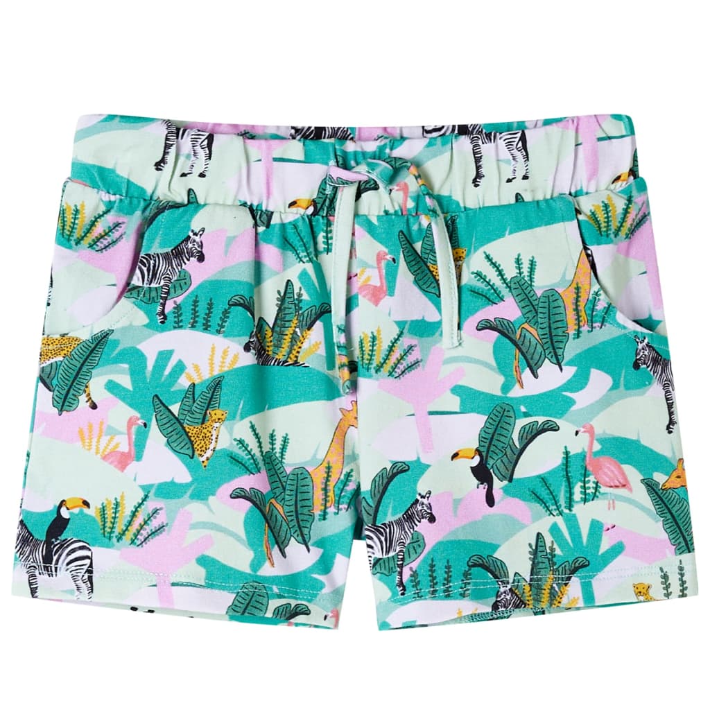 Kindershorts met trekkoord 92 lichtmintkleurig