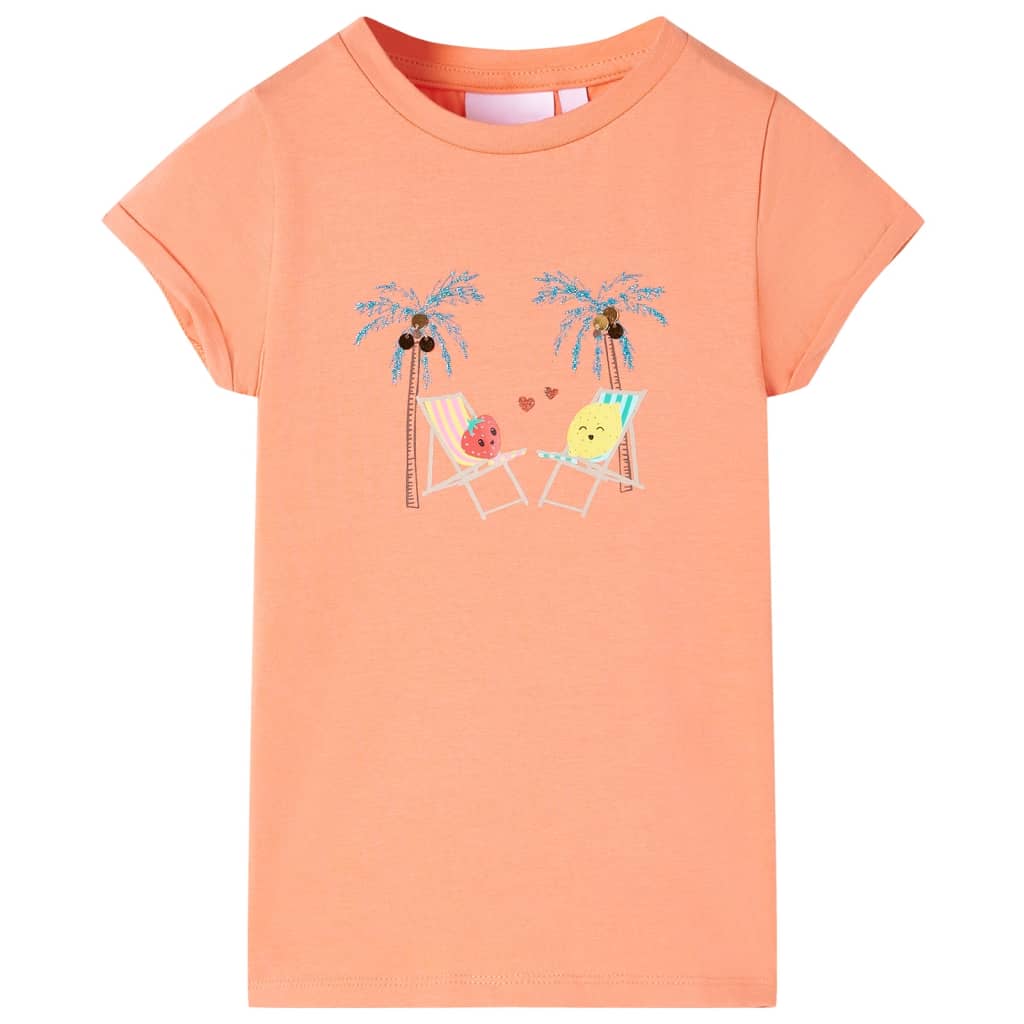 Kindershirt 128 perzikkleurig
