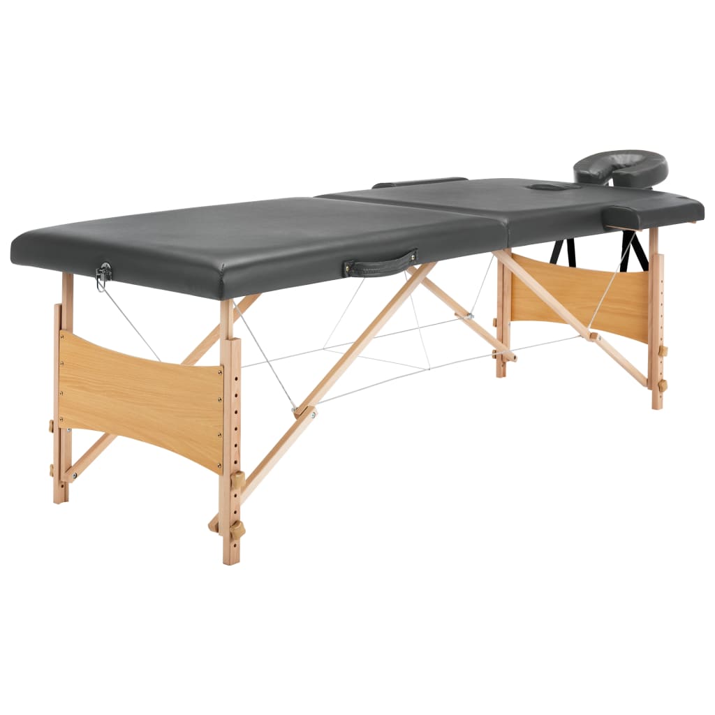 Massagetafel met 2 zones 186x68 cm houten frame antraciet – afbeelding 1