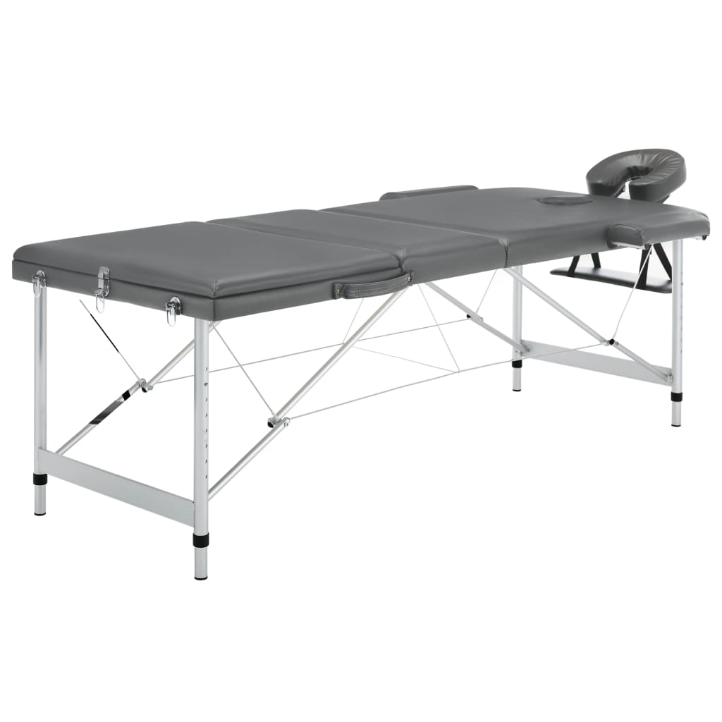 Massagetafel met 3 zones 186x68 cm aluminium frame antraciet