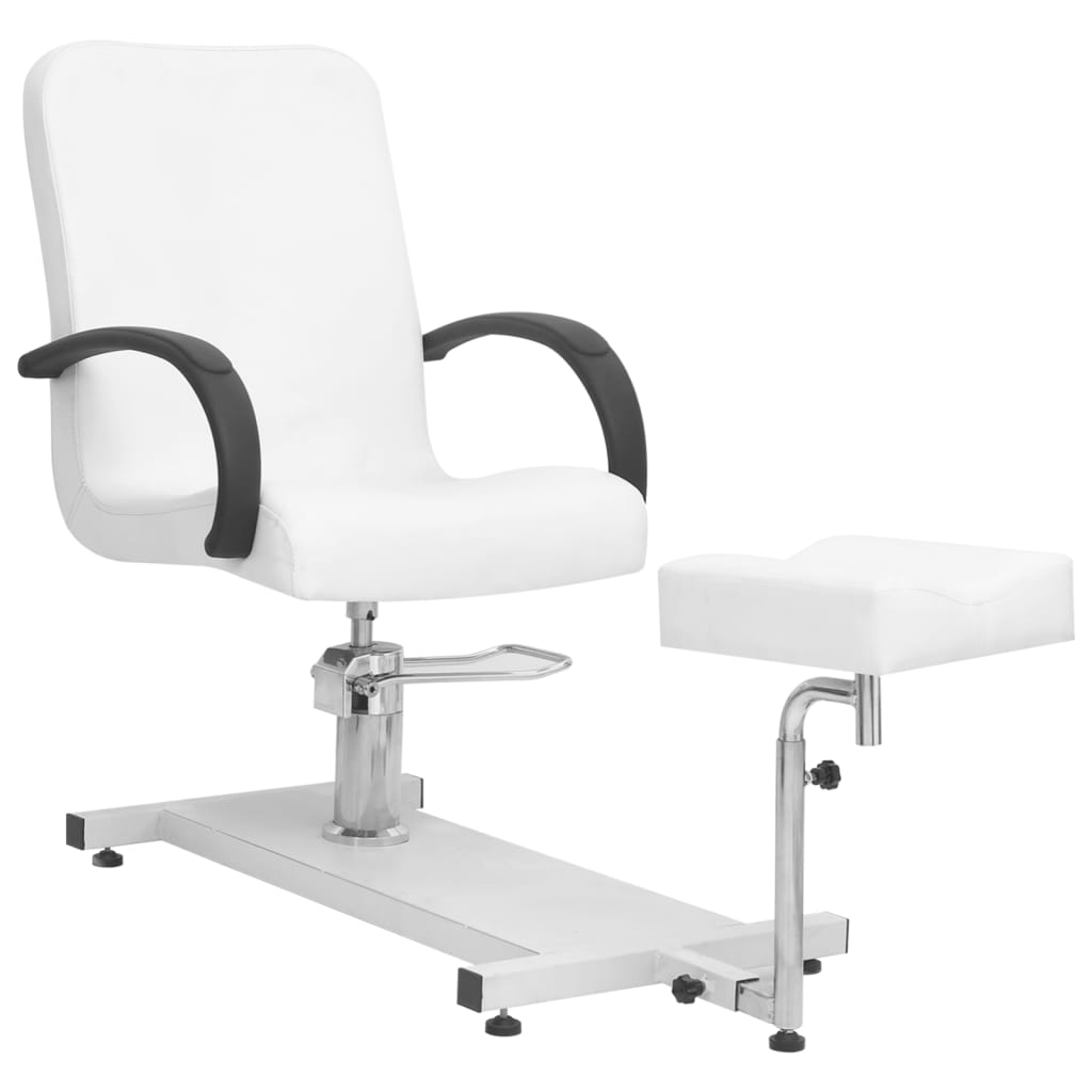 Salonstoel met voetenbankje 127x60x98 cm kunstleer wit – afbeelding 1