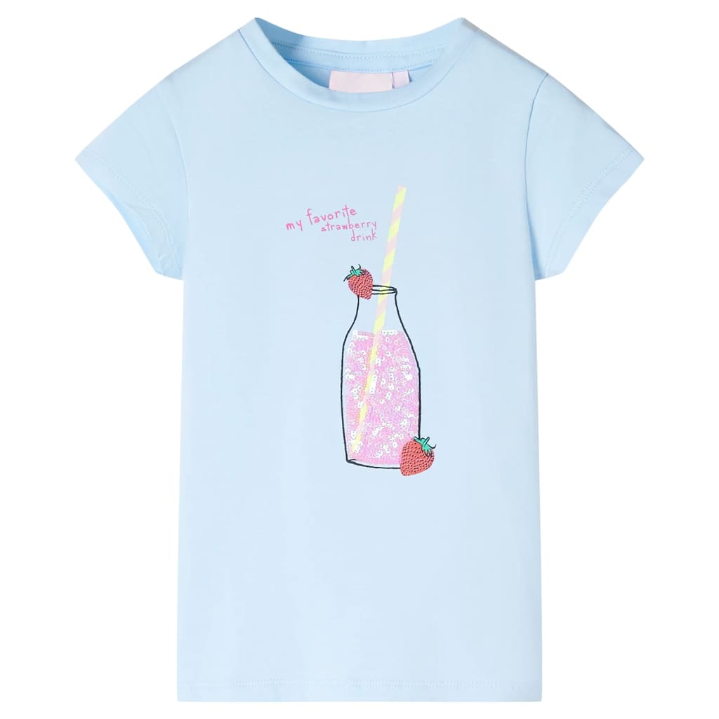 Kindershirt 128 zachtblauw