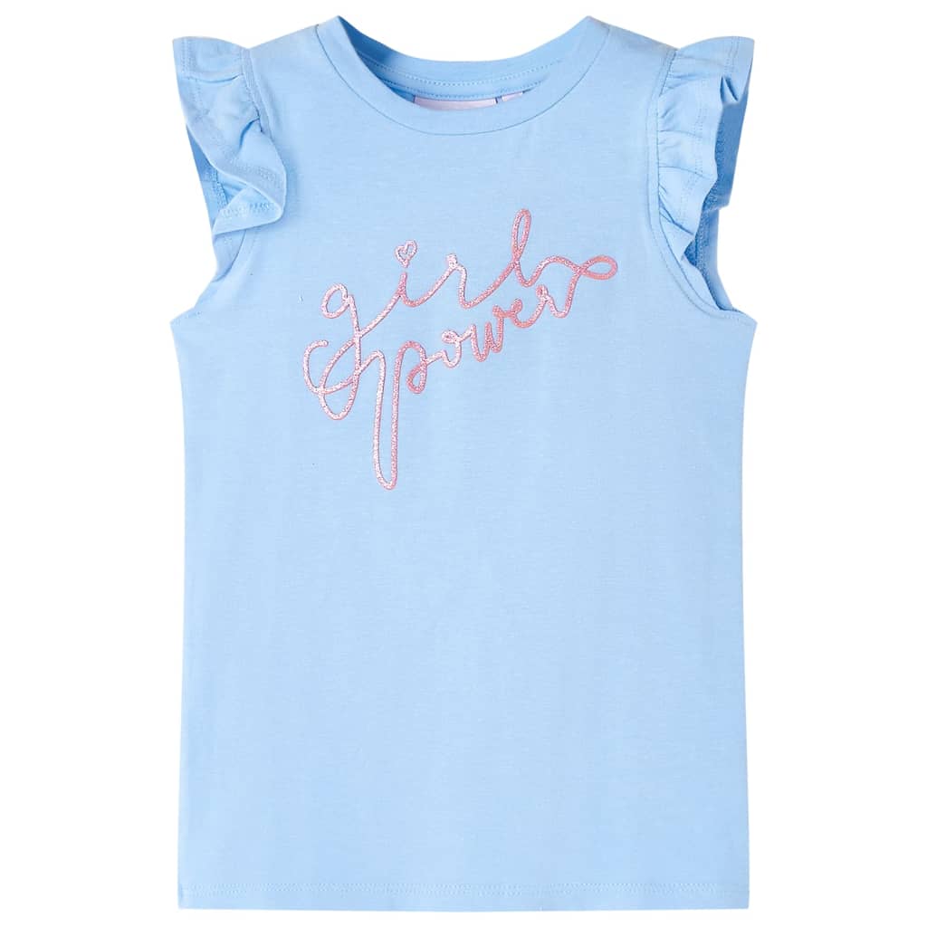 Kindershirt met ruches aan de mouwen 104 lichtblauw
