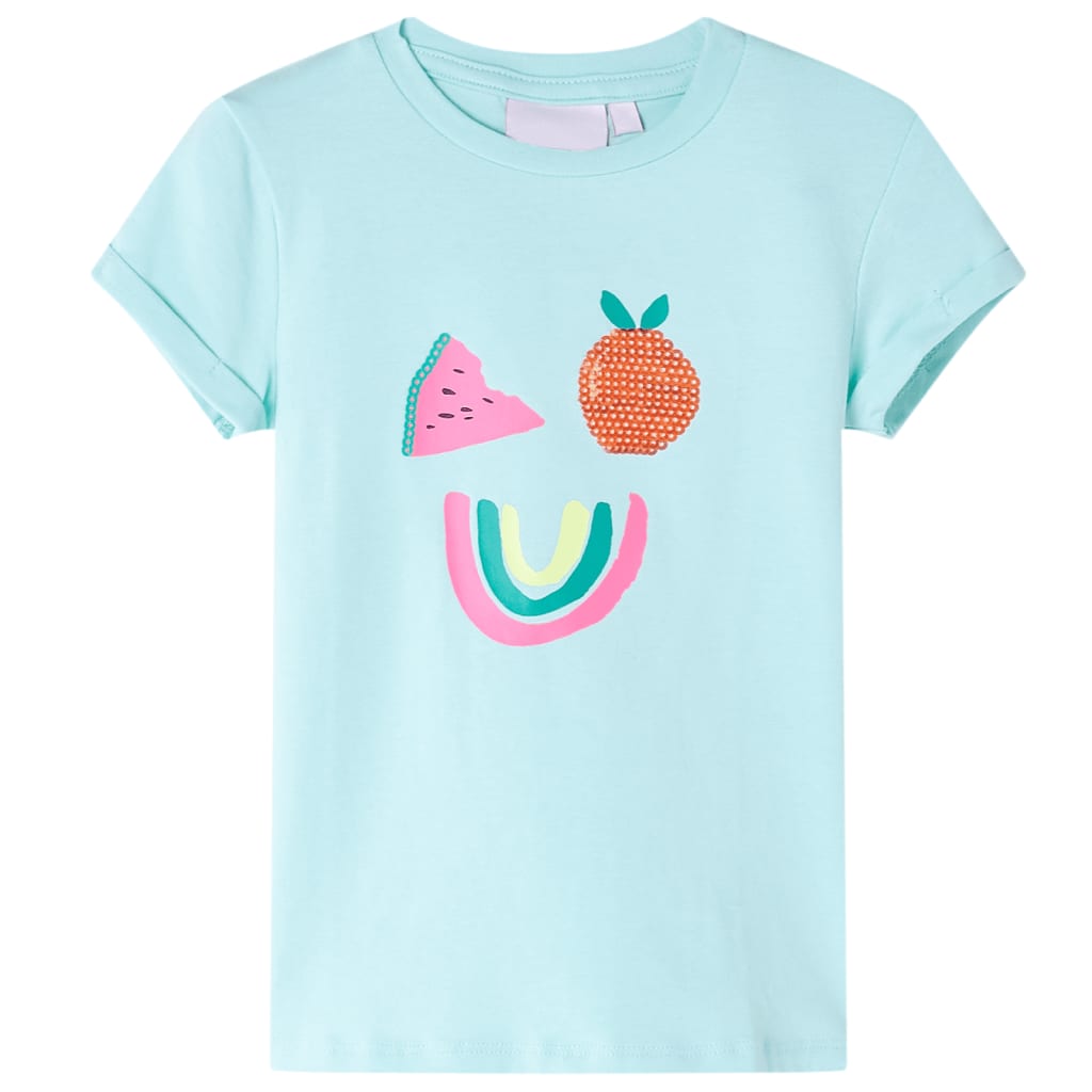 Kindershirt 128 lichtzeeblauw