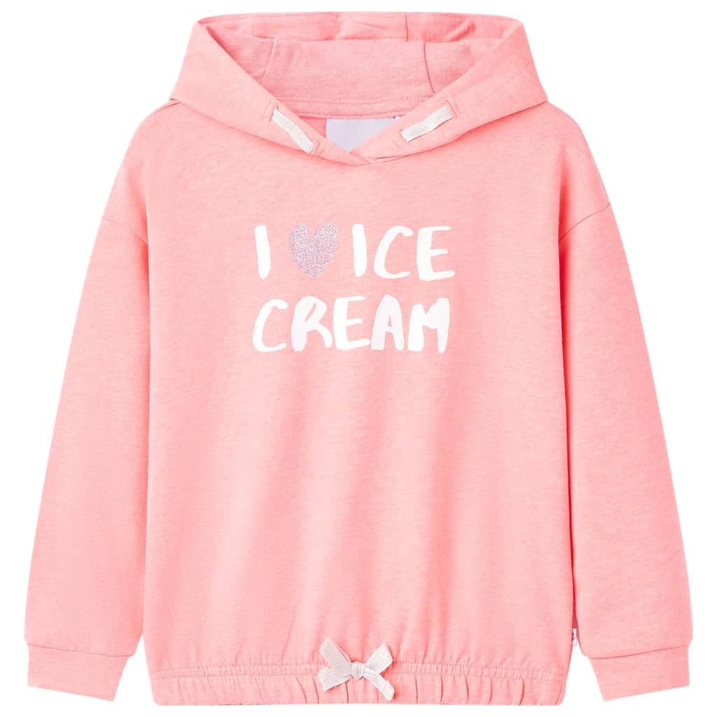 Kindertrui met capuchon 128 felroze