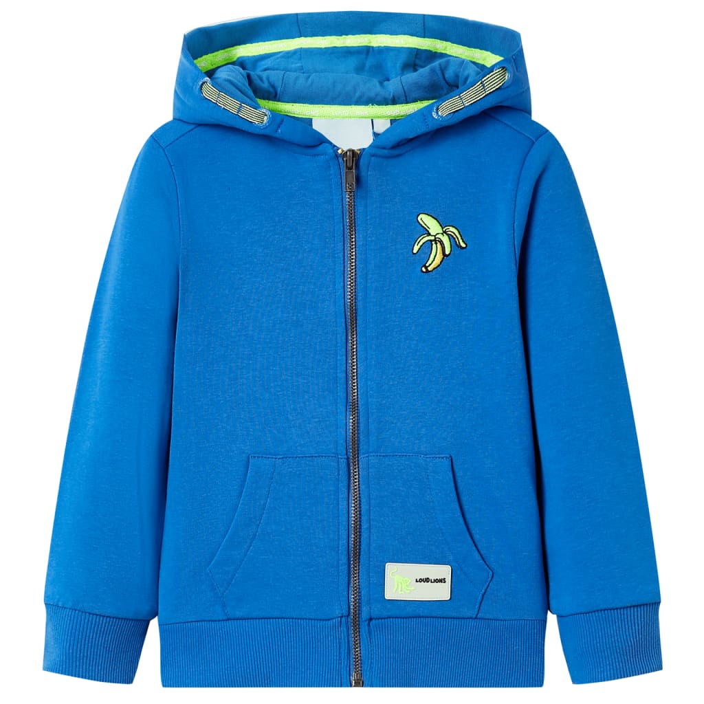 Kindervest met capuchon en rits 92 blauw – afbeelding 1