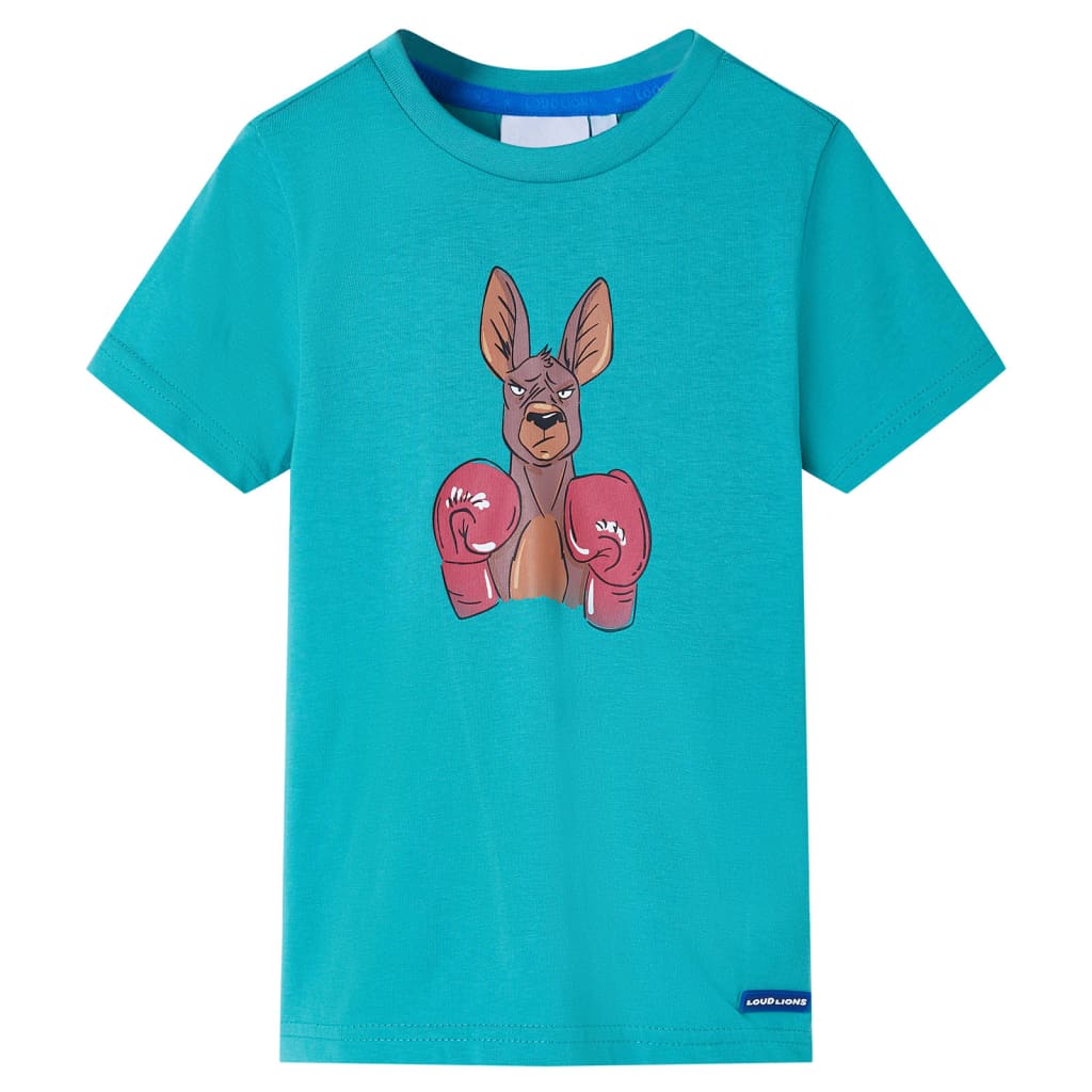 Kindershirt met korte mouwen 140 donkermintkleurig