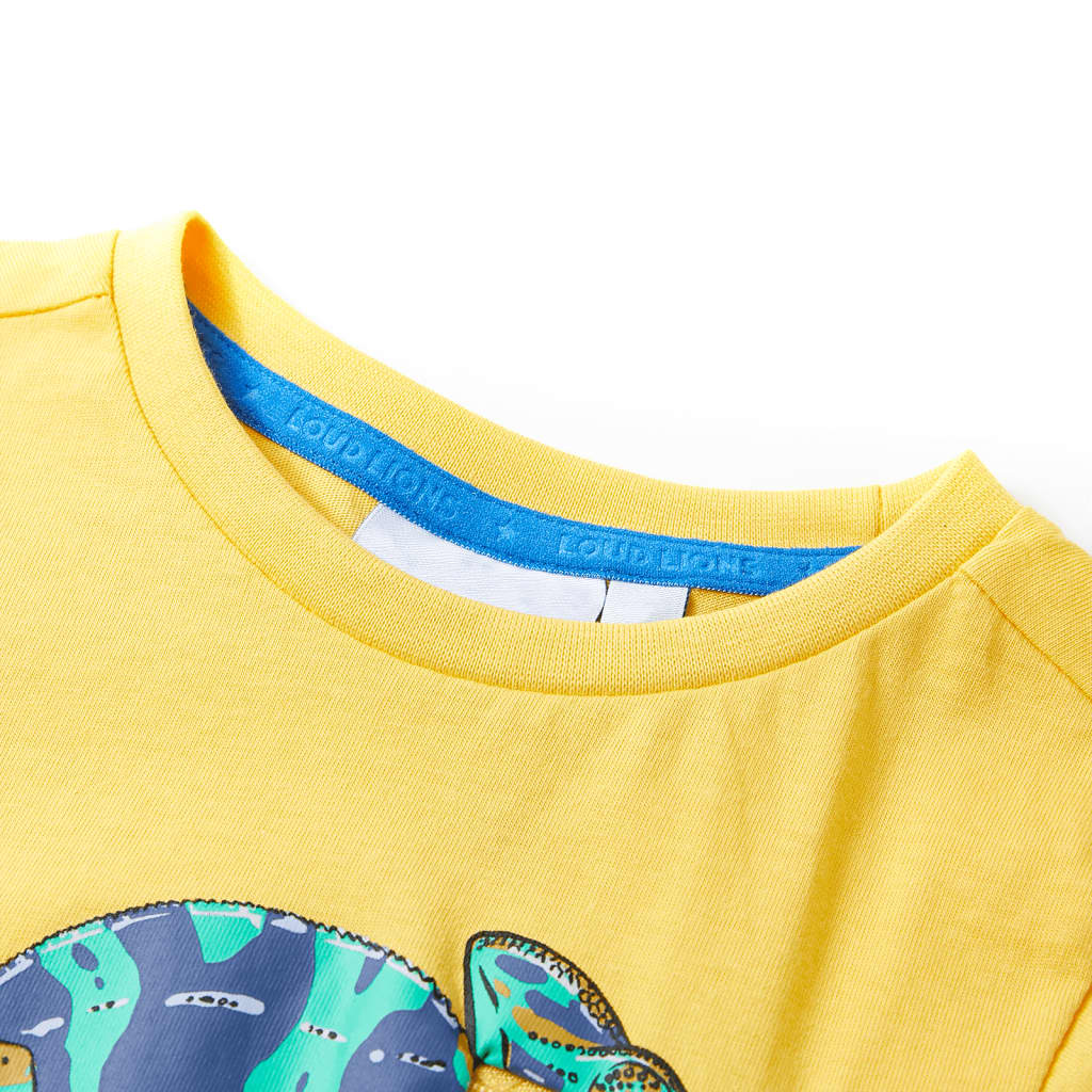 Kindershirt met korte mouwen 128 lichtokerkleurig – afbeelding 3