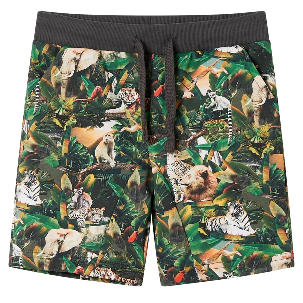 Kindershorts met trekkoord 140 oudpetrol