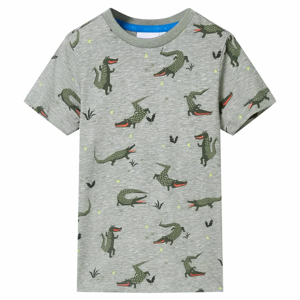 Kindershirt 140 gemêleerd lichtkaki