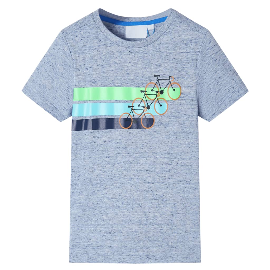 Kindershirt met korte mouwen 128 gemêleerd blauw