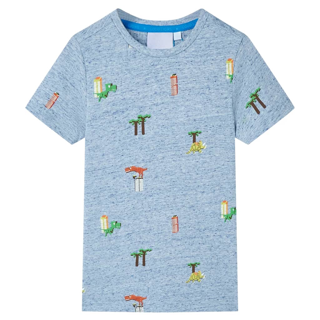 Kindershirt 128 gemêleerd blauw