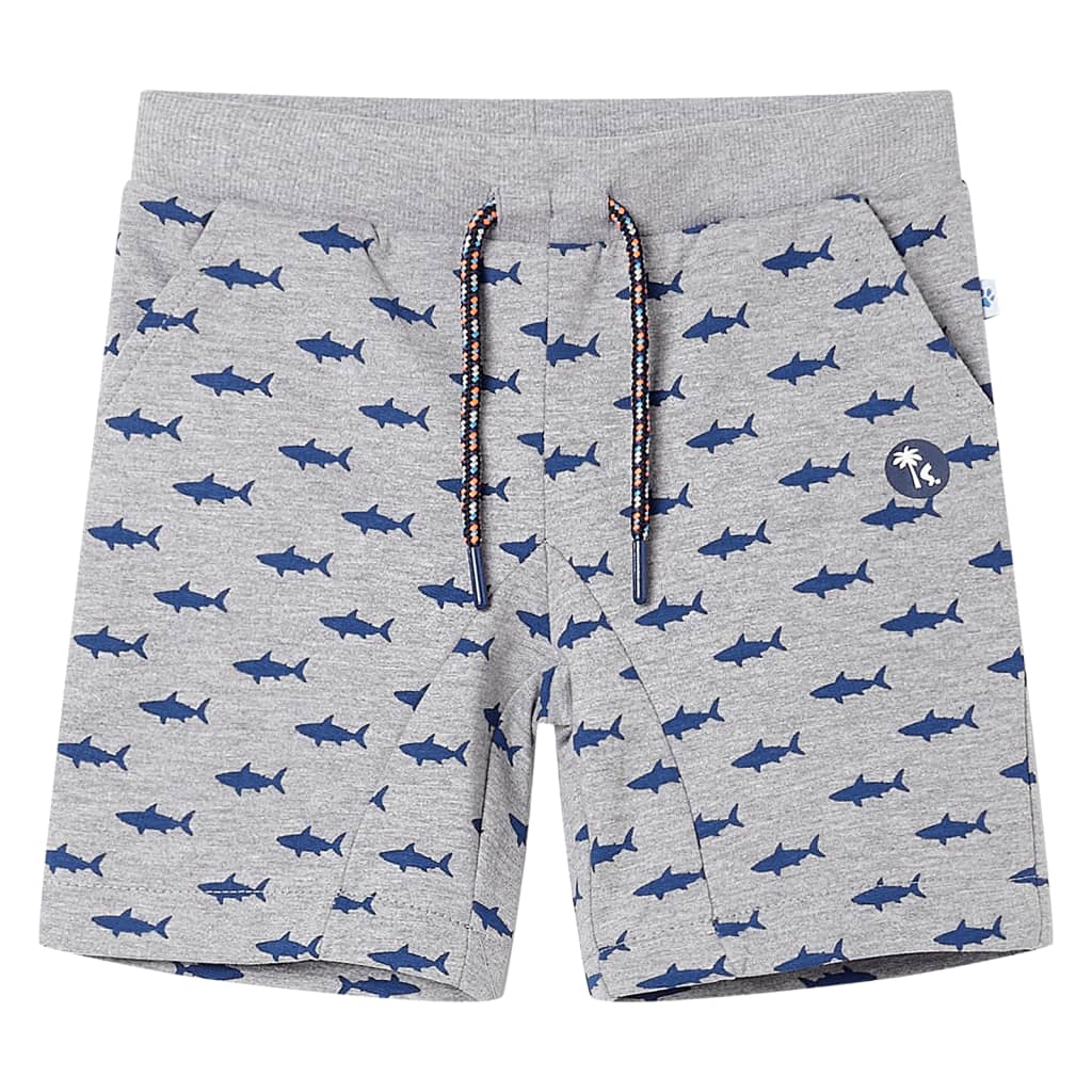 Kindershorts met trekkoord 116 gemêleerd lichtgrijs