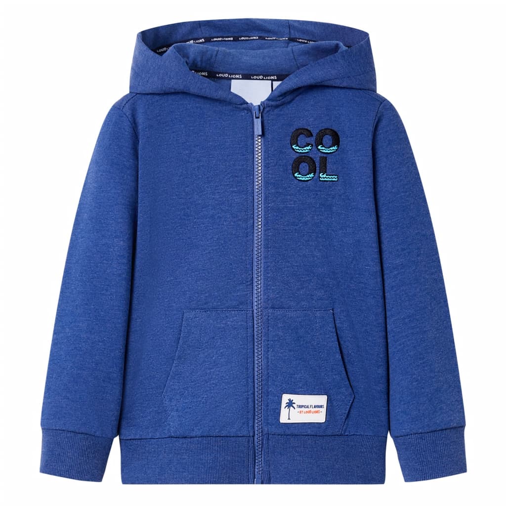 Kindervest met capuchon en rits 92 gemêleerd donkerblauw