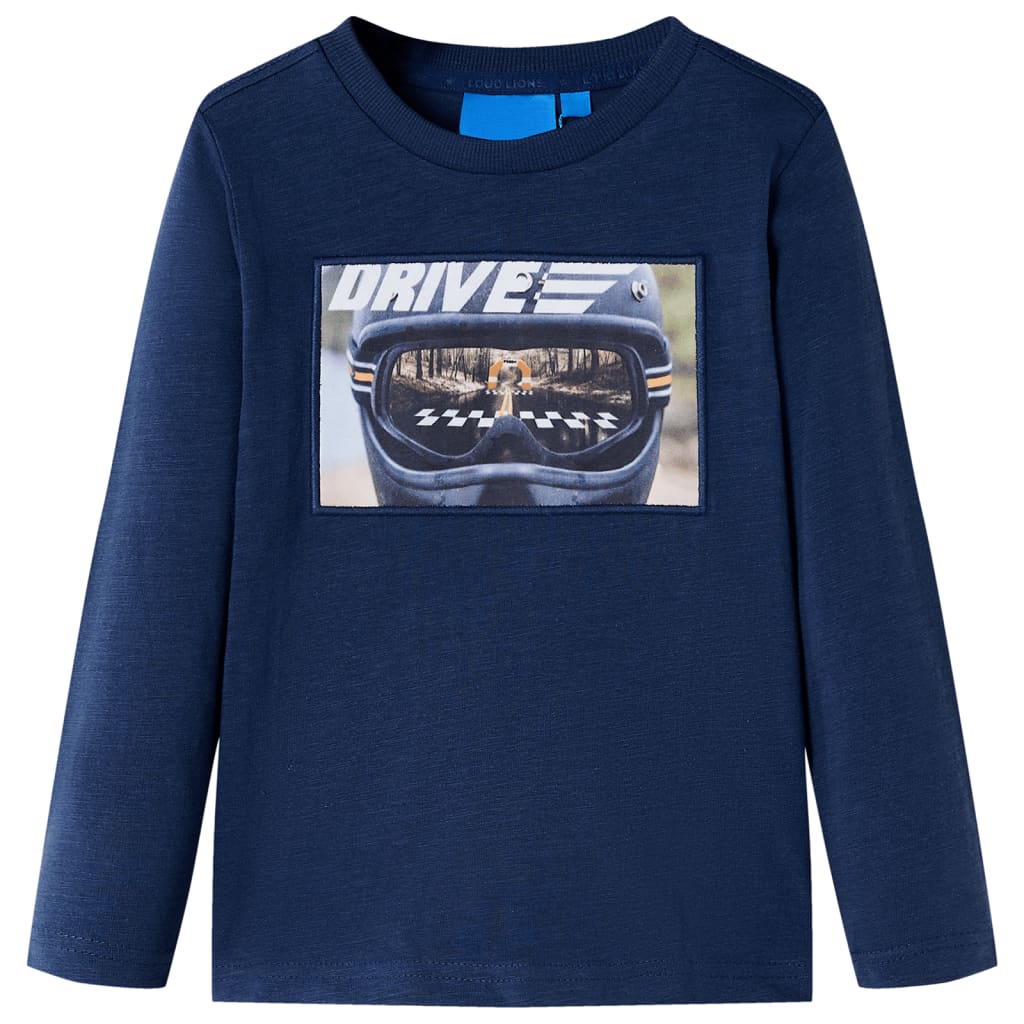 Kindershirt met lange mouwen 116 gemêleerd marineblauw