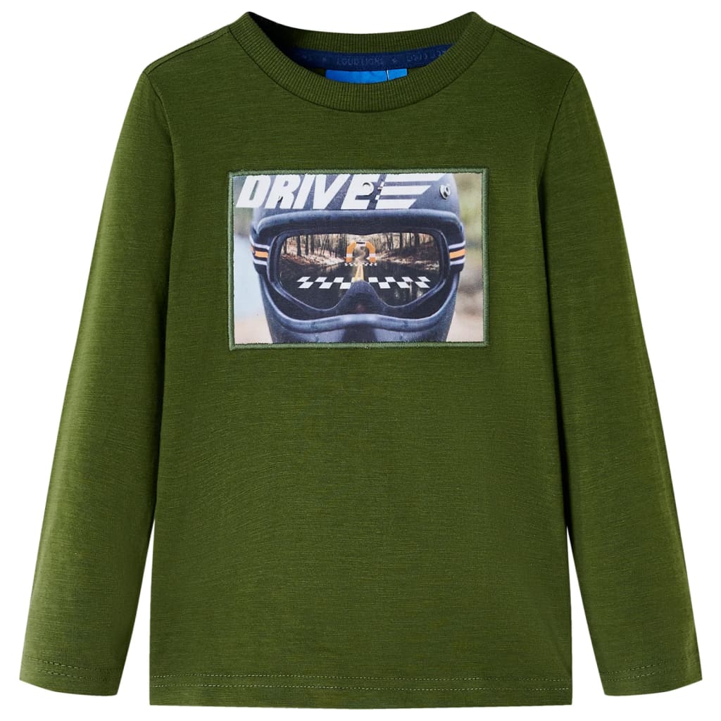 Kindershirt met lange mouwen 104 donkerkakikleurig