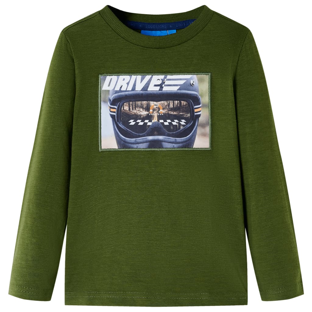 Kindershirt met lange mouwen 116 donkerkakikleurig