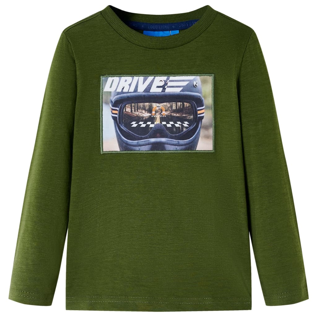Kindershirt met lange mouwen 128 donkerkakikleurig
