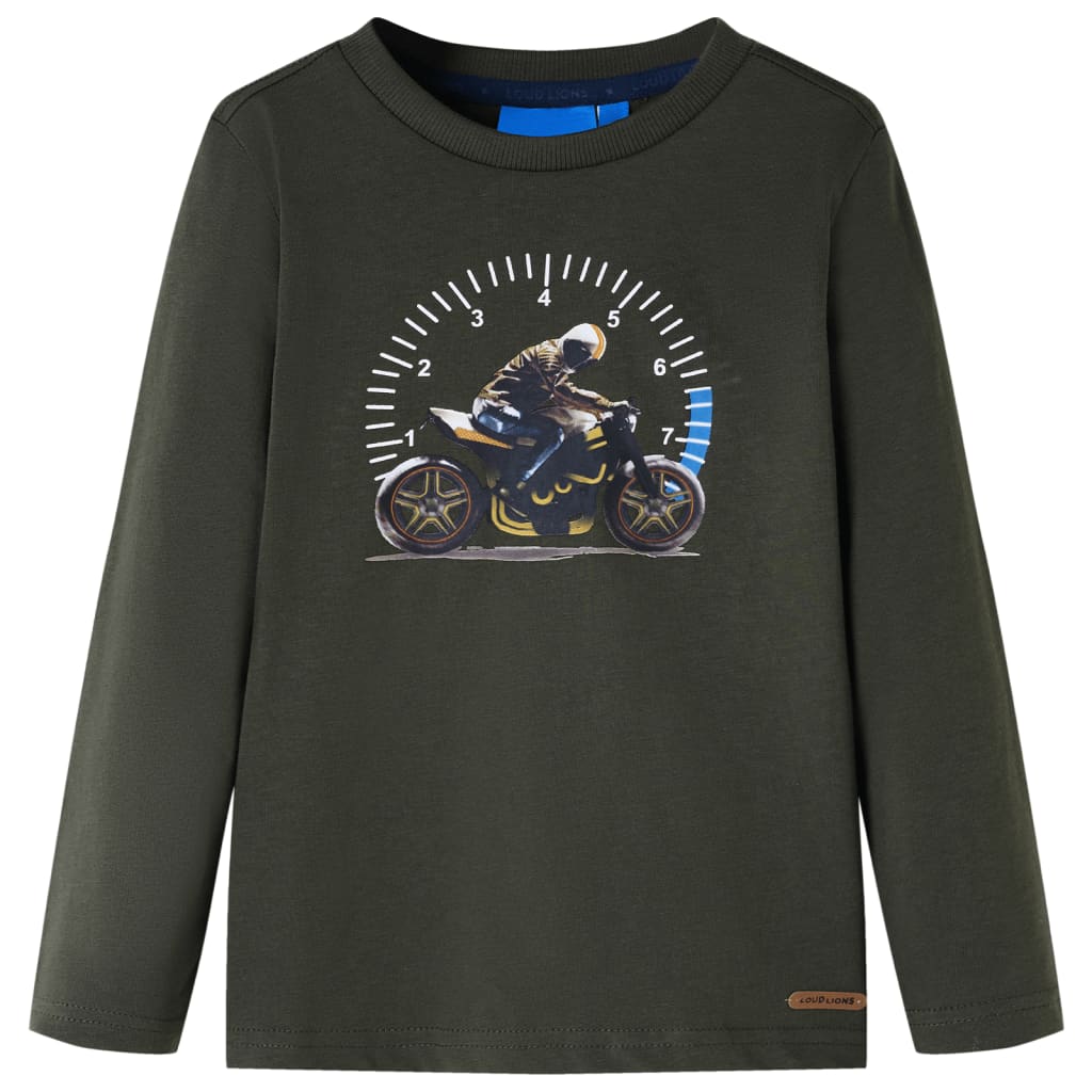 Kindershirt met lange mouwen 116 kakikleurig