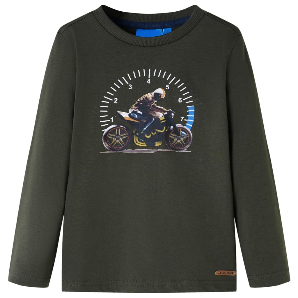 Kindershirt met lange mouwen 128 kakikleurig