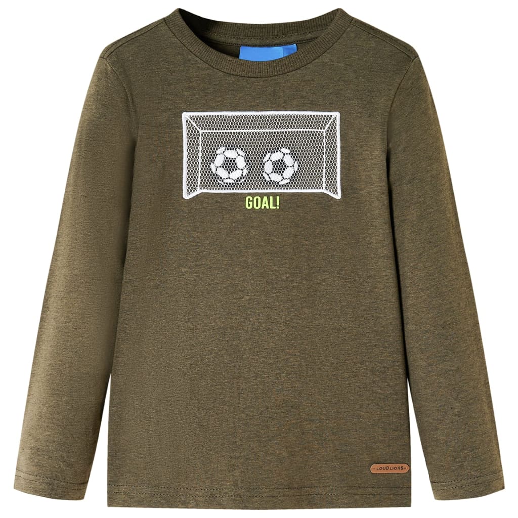 Kindershirt met lange mouwen 116 gemêleerd kakikleur