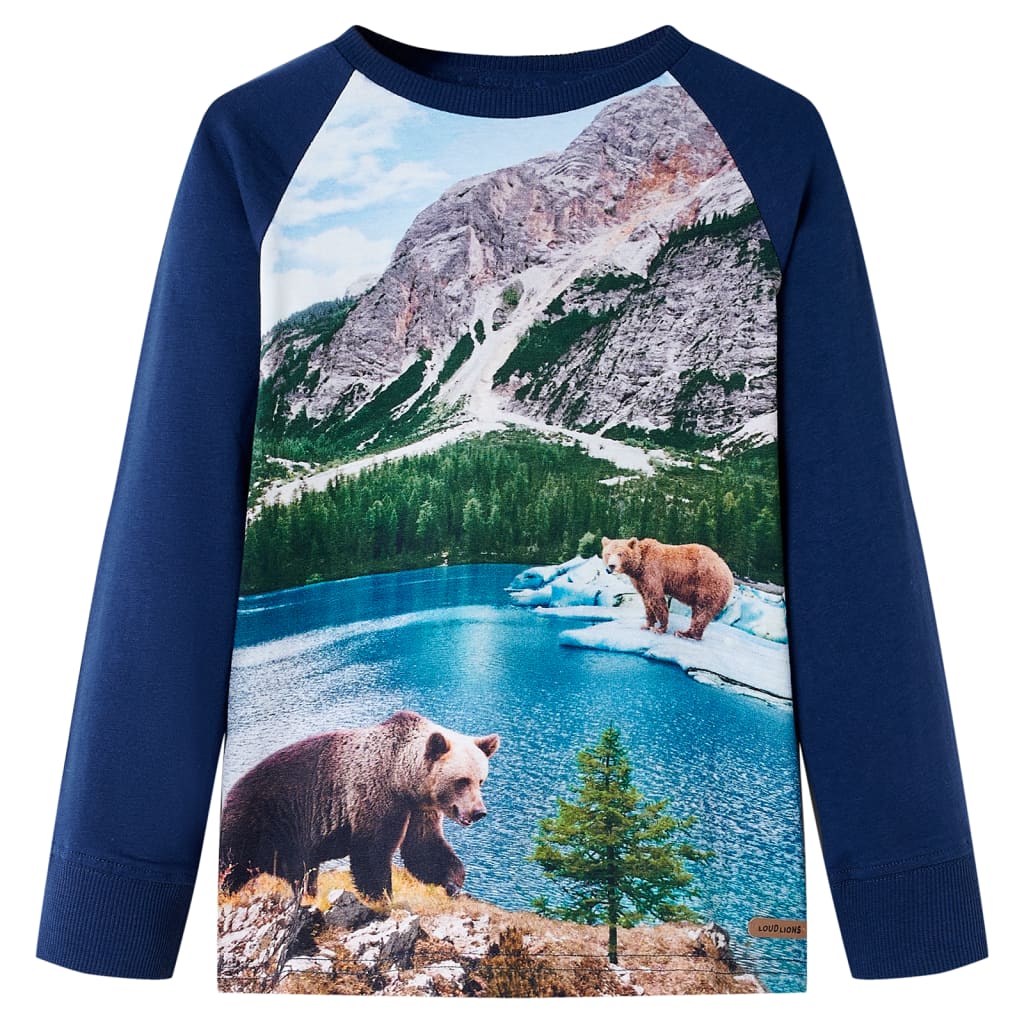 Kindershirt met lange mouwen 116 marineblauw