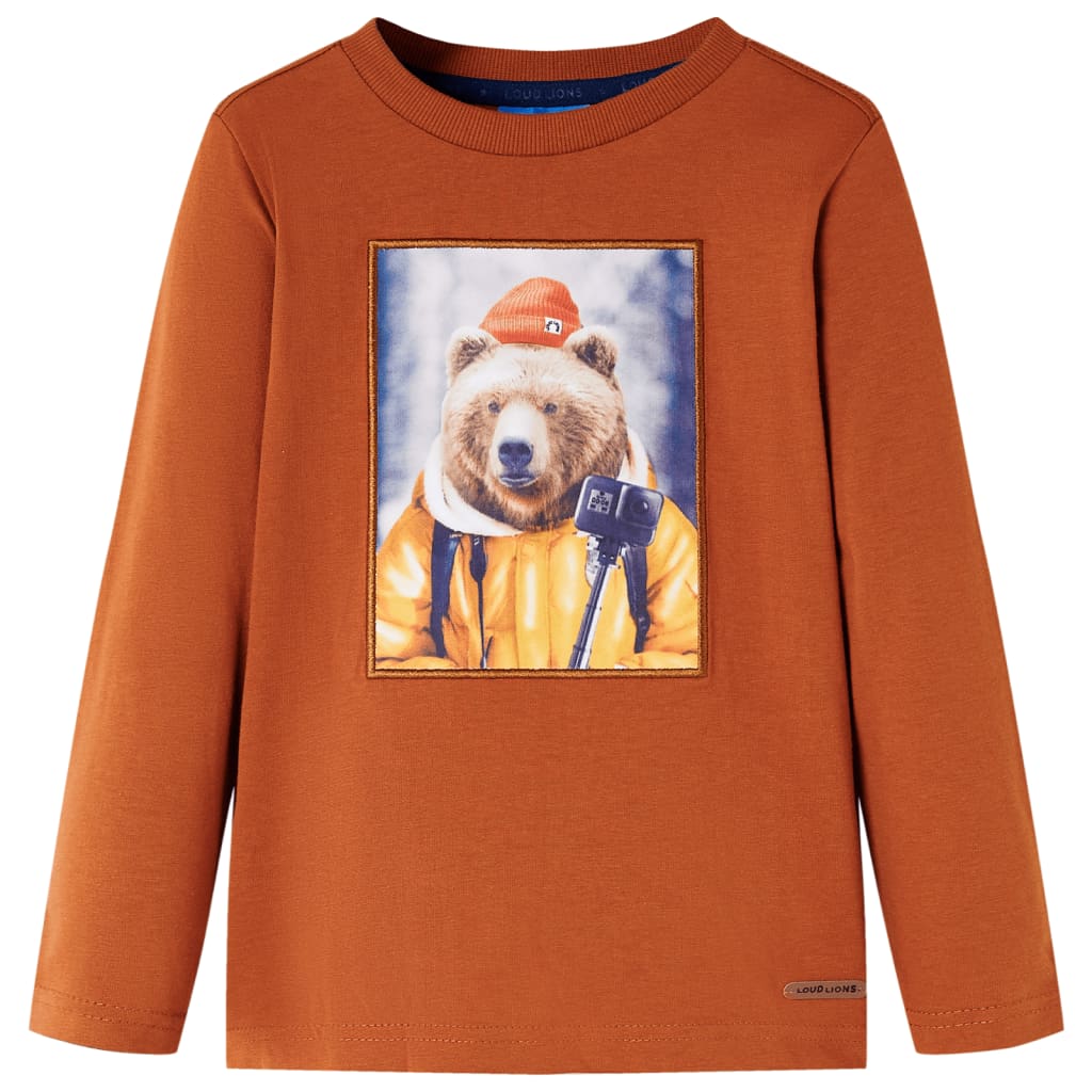 Kindershirt met lange mouwen 116 oranjebruin