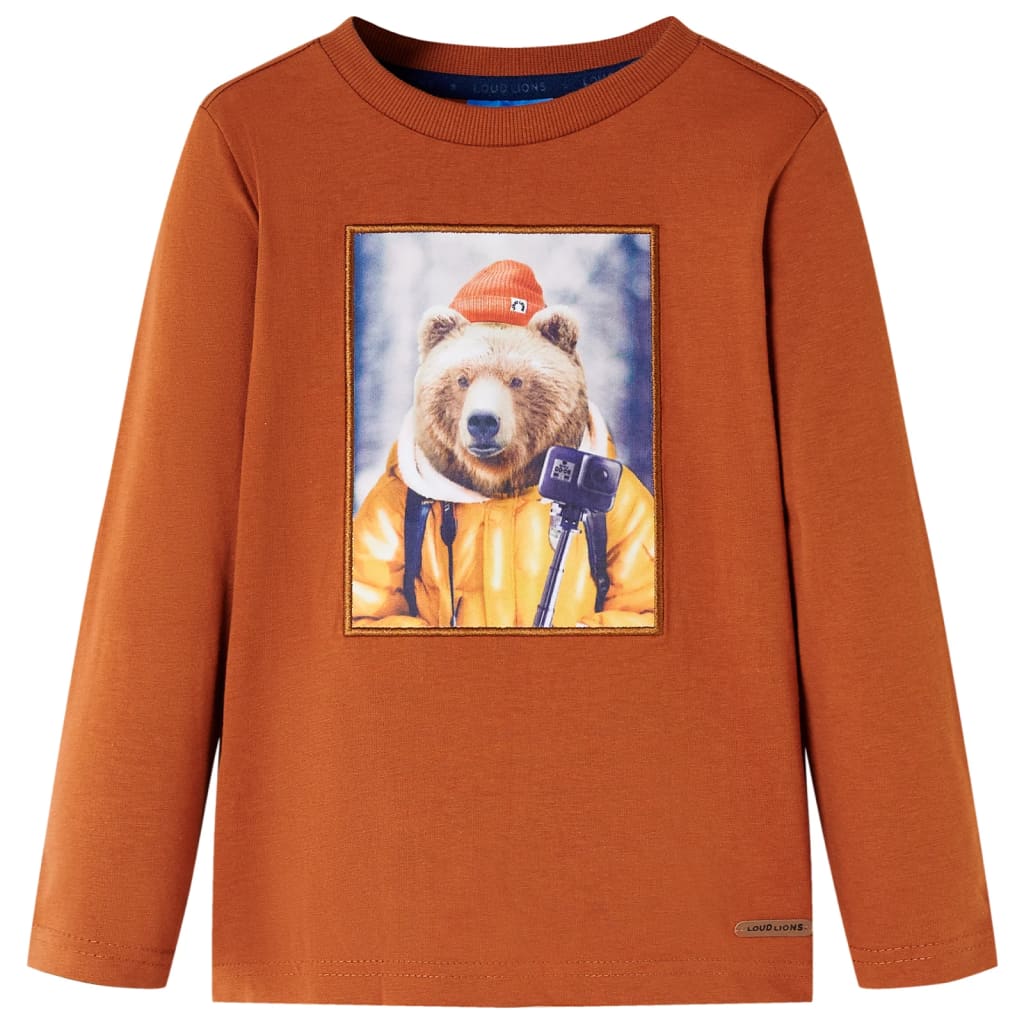Kindershirt met lange mouwen 128 oranjebruin