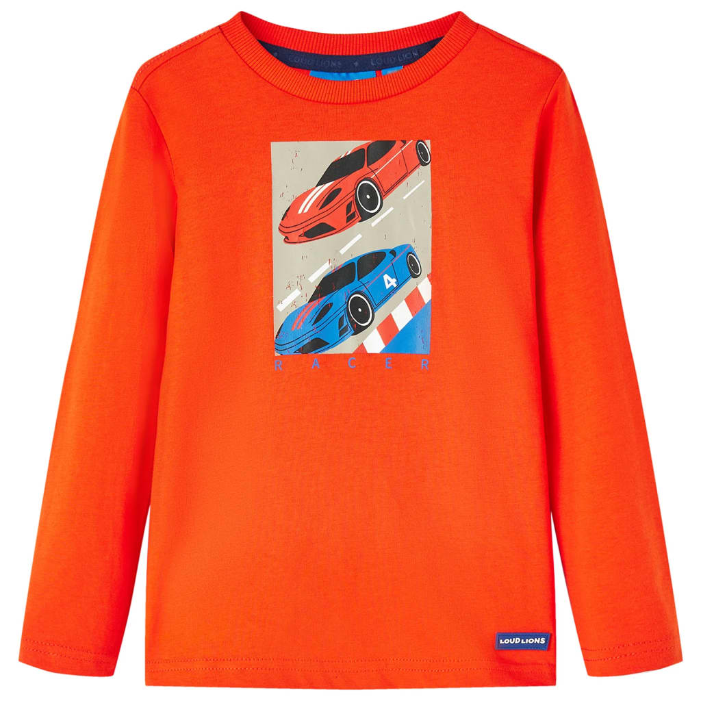 Kindershirt met lange mouwen 128 felroranje – afbeelding 1