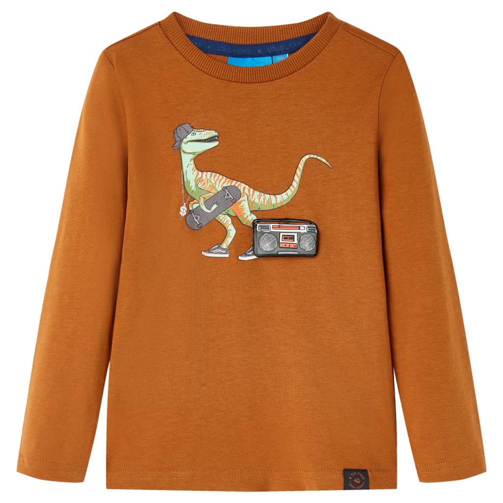 Kindershirt met lange mouwen 116 cognackleurig – afbeelding 1