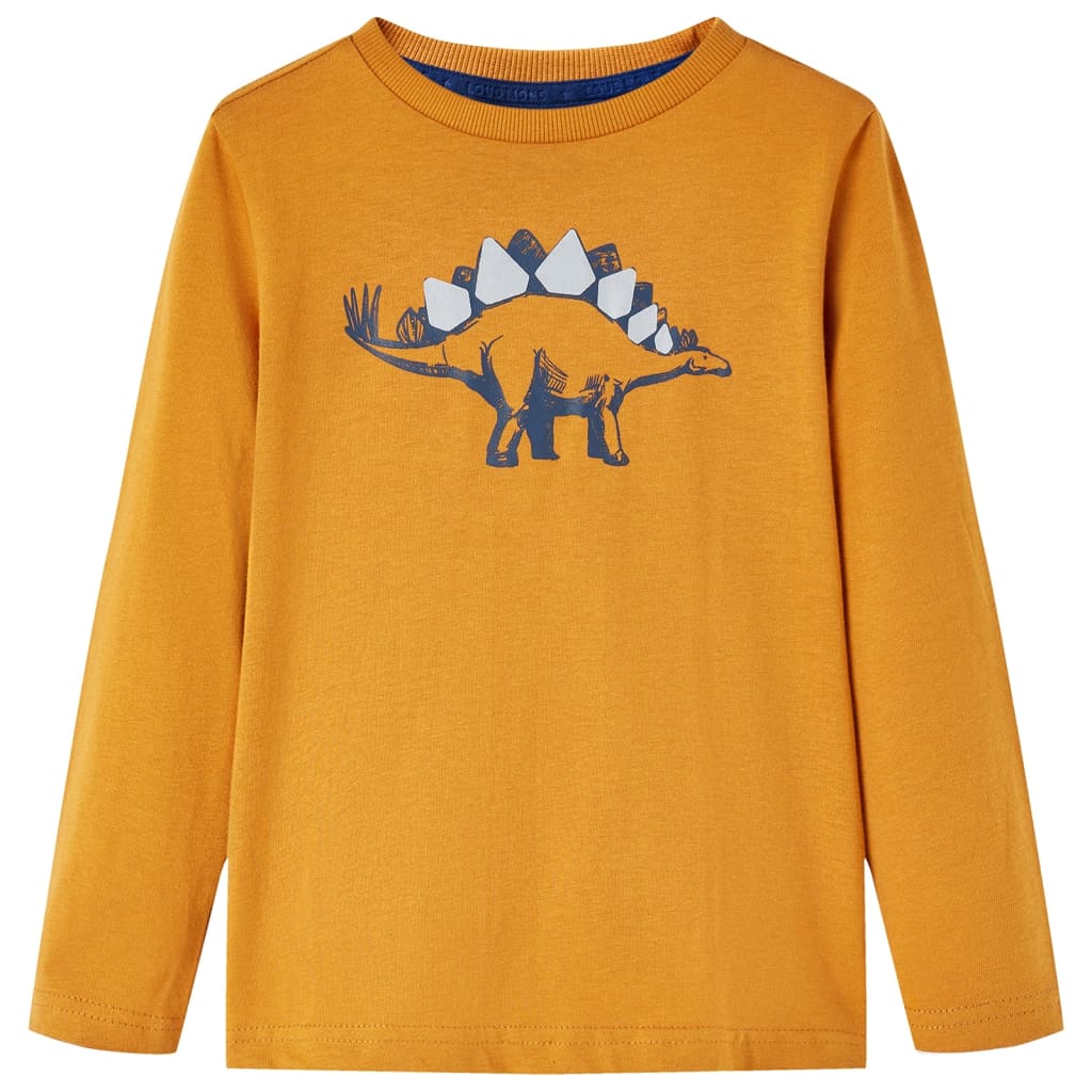 Kindershirt met lange mouwen 104 donkerokerkleurig – afbeelding 1