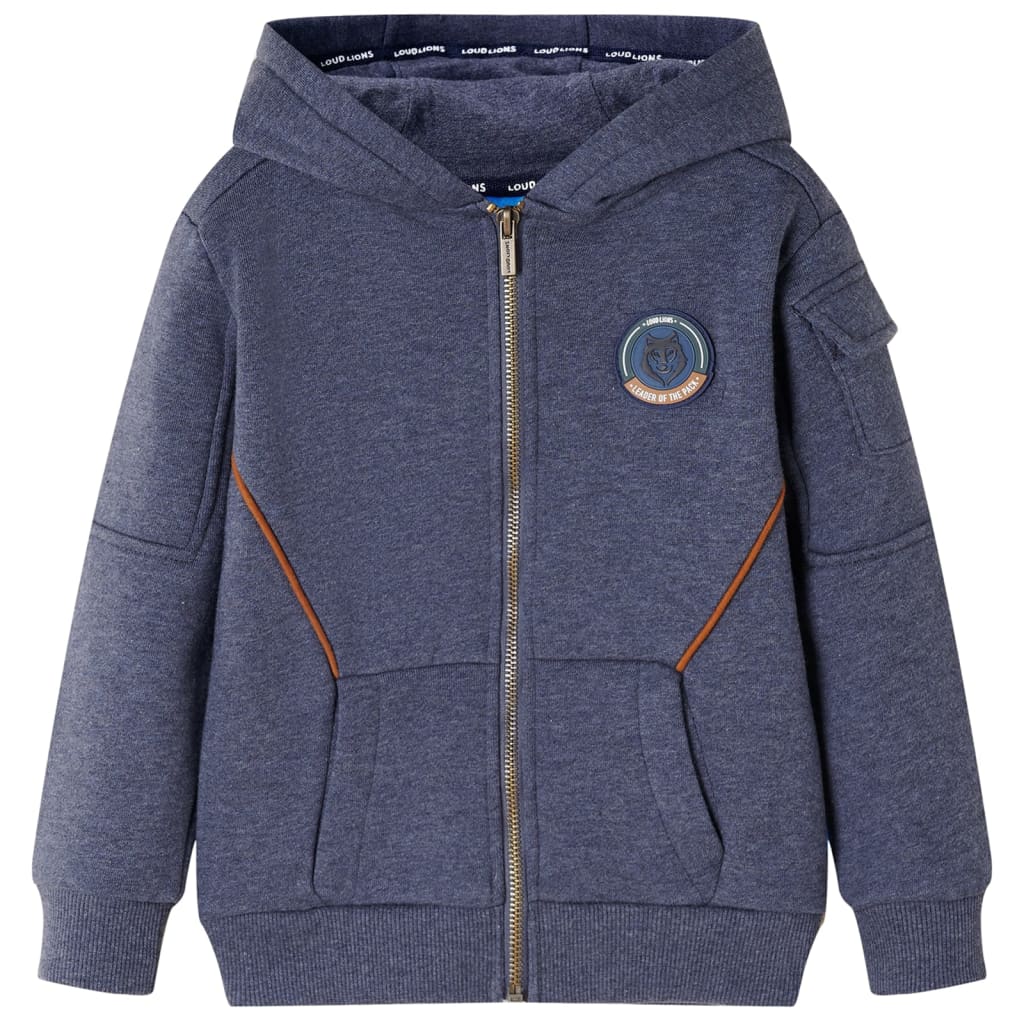 Kindervest met capuchon en rits 92 gemêleerd donkerblauw
