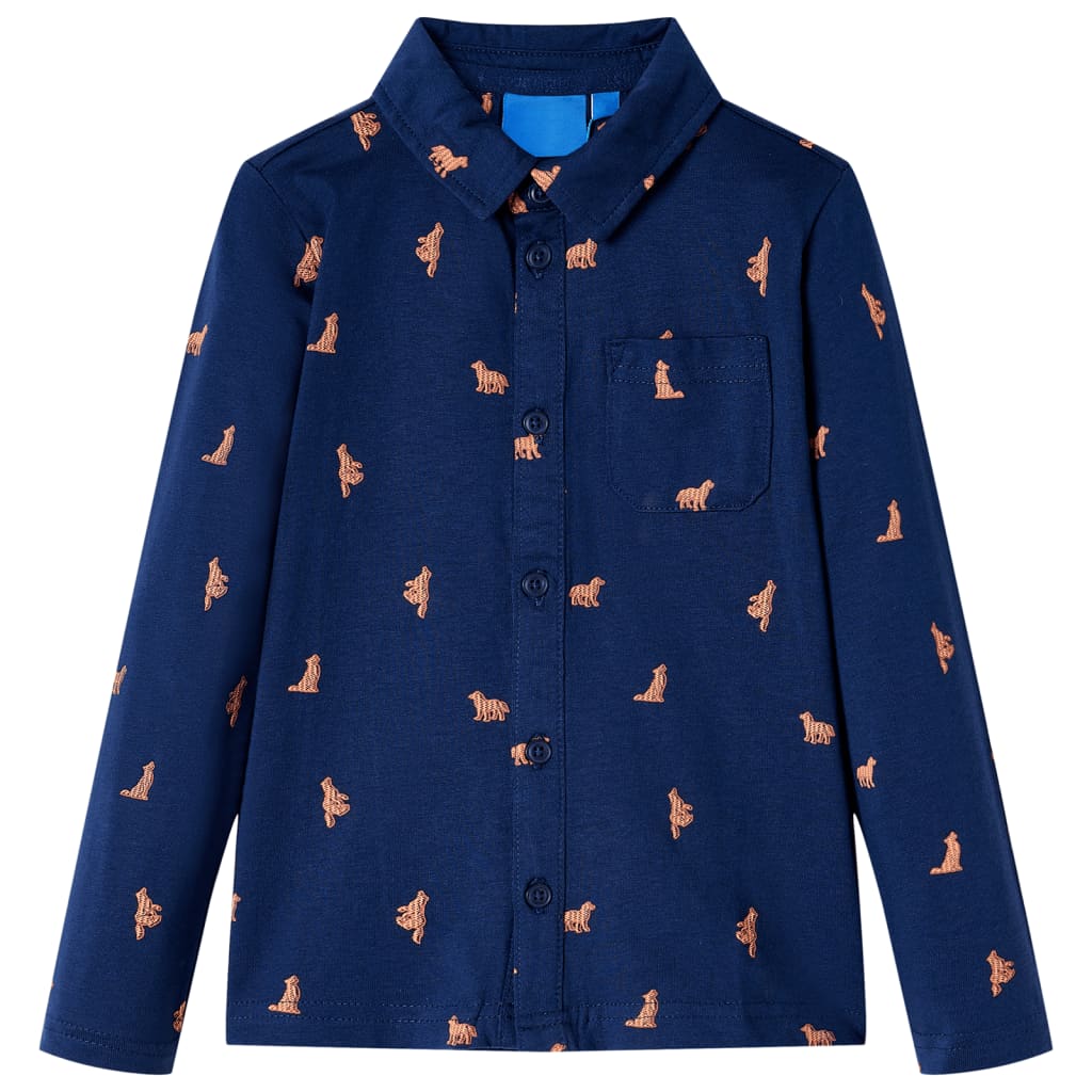 Kindershirt 128 marineblauw – afbeelding 1