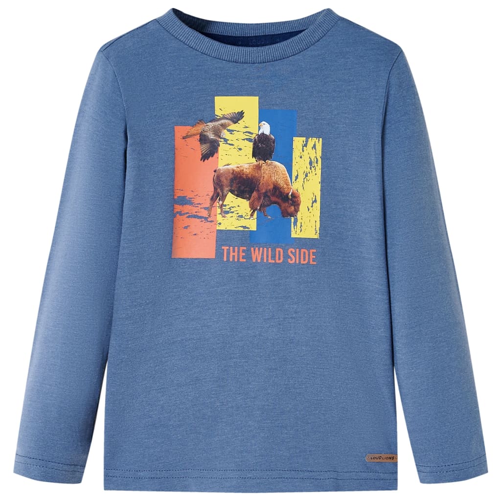 Kindershirt met lange mouwen 128 gemêleerd blauw