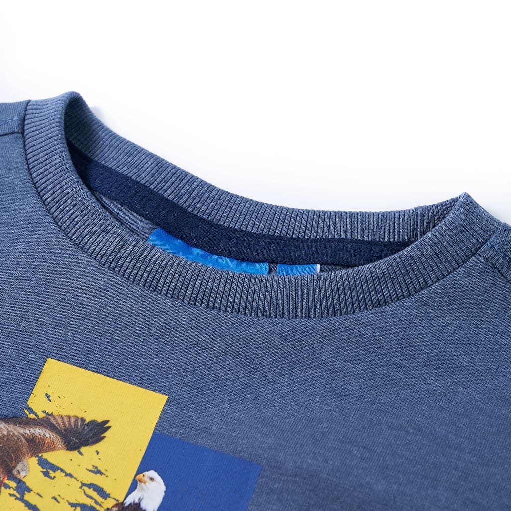 Kindershirt met lange mouwen 140 gemêleerd blauw – afbeelding 3