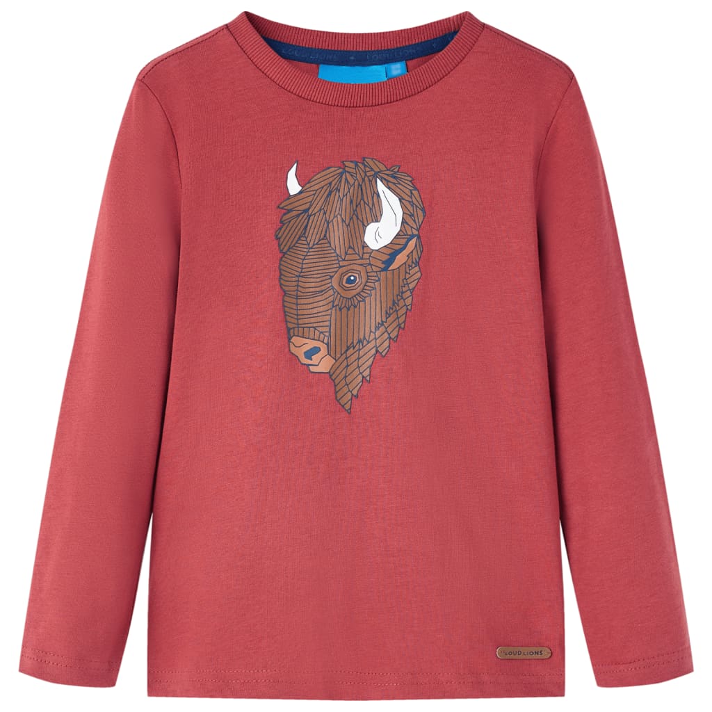 Kindershirt met lange mouwen 140 roodbruin
