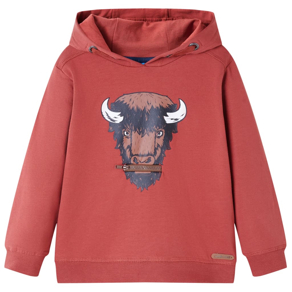 Kindertrui met capuchon 104 roodbruin