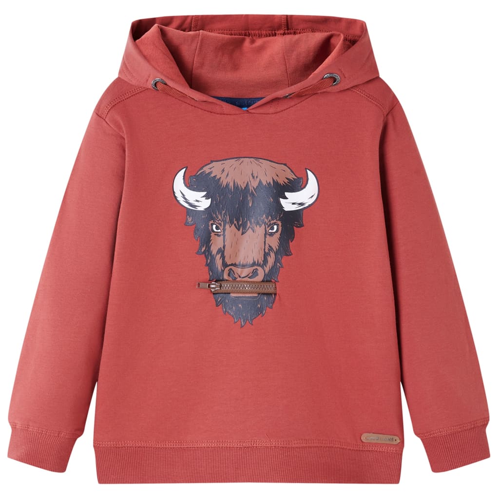 Kindertrui met capuchon 128 roodbruin