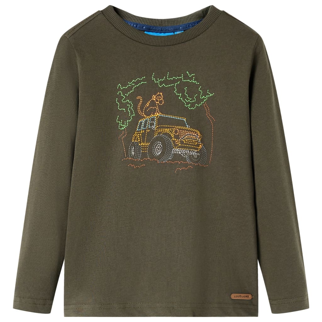 Kindershirt met lange mouwen 92 kakikleurig