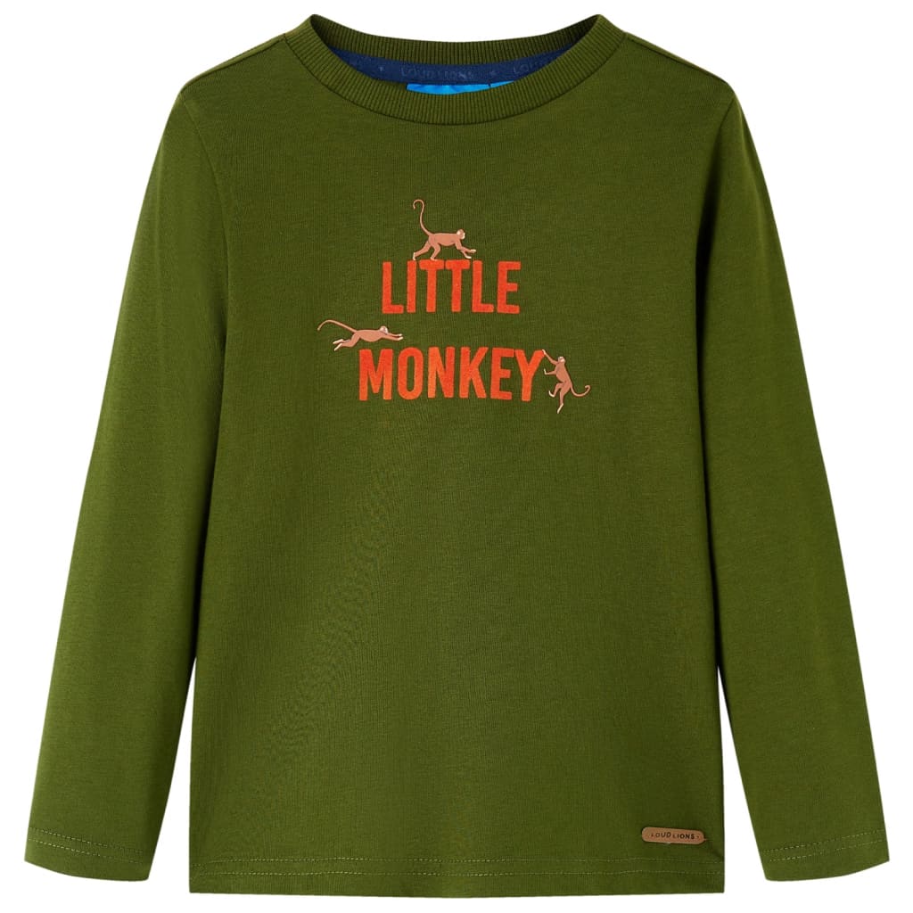 Kindershirt met lange mouwen 116 donkerkakikleurig