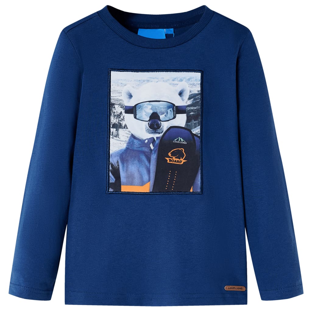 Kindershirt met lange mouwen 128 jeansblauw