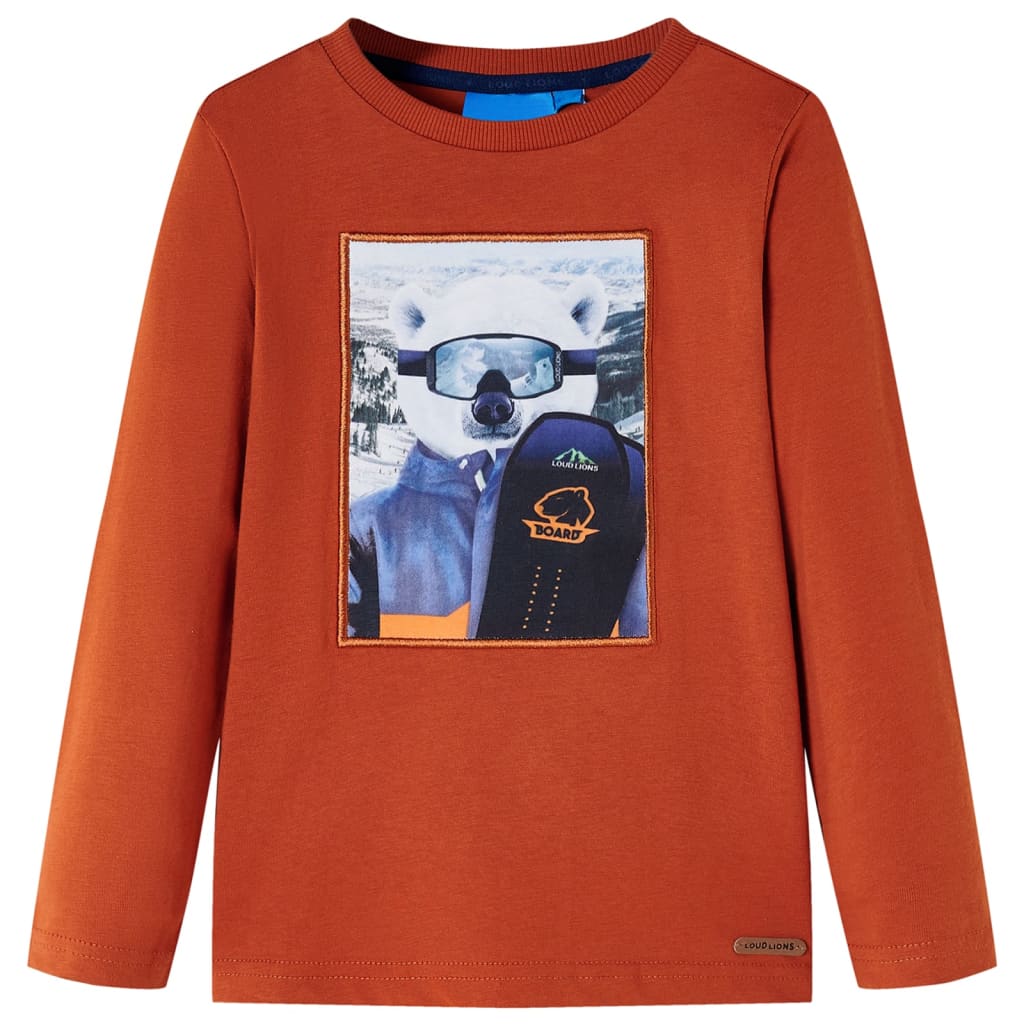 Kindershirt met lange mouwen 116 lichtroestkleurig