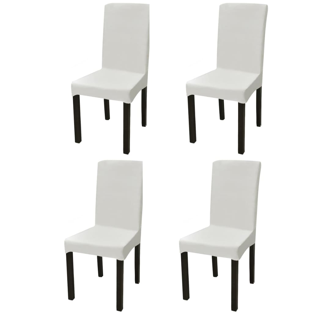Stoelhoezen 4 st stretch recht crèmekleurig