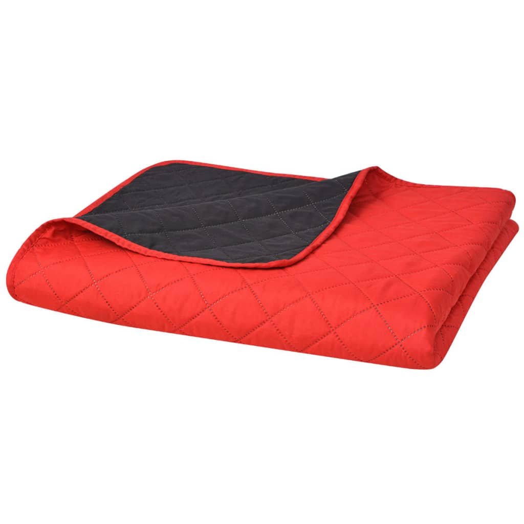 Dubbelzijdige quilt bedsprei rood en zwart 220x240 cm – afbeelding 1