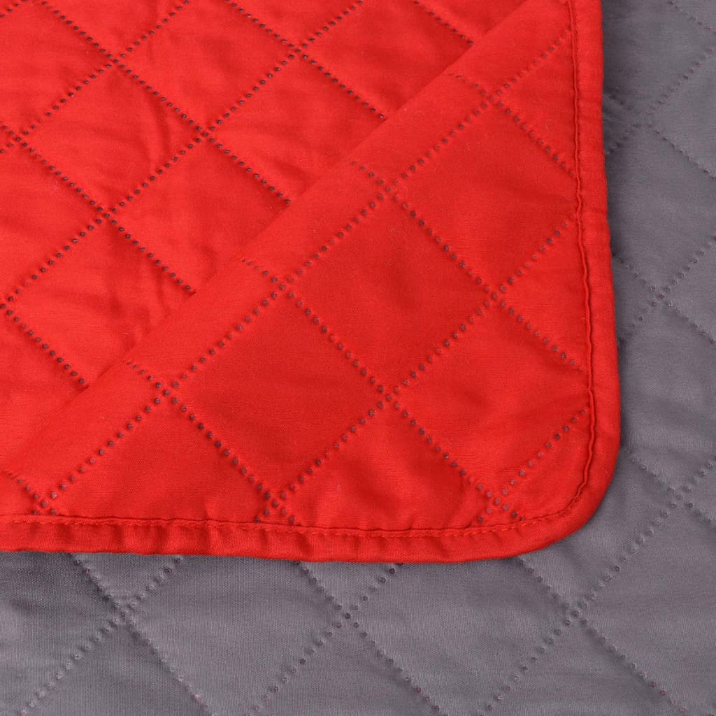 Dubbelzijdige quilt bedsprei rood en grijs 230x260 cm – afbeelding 5