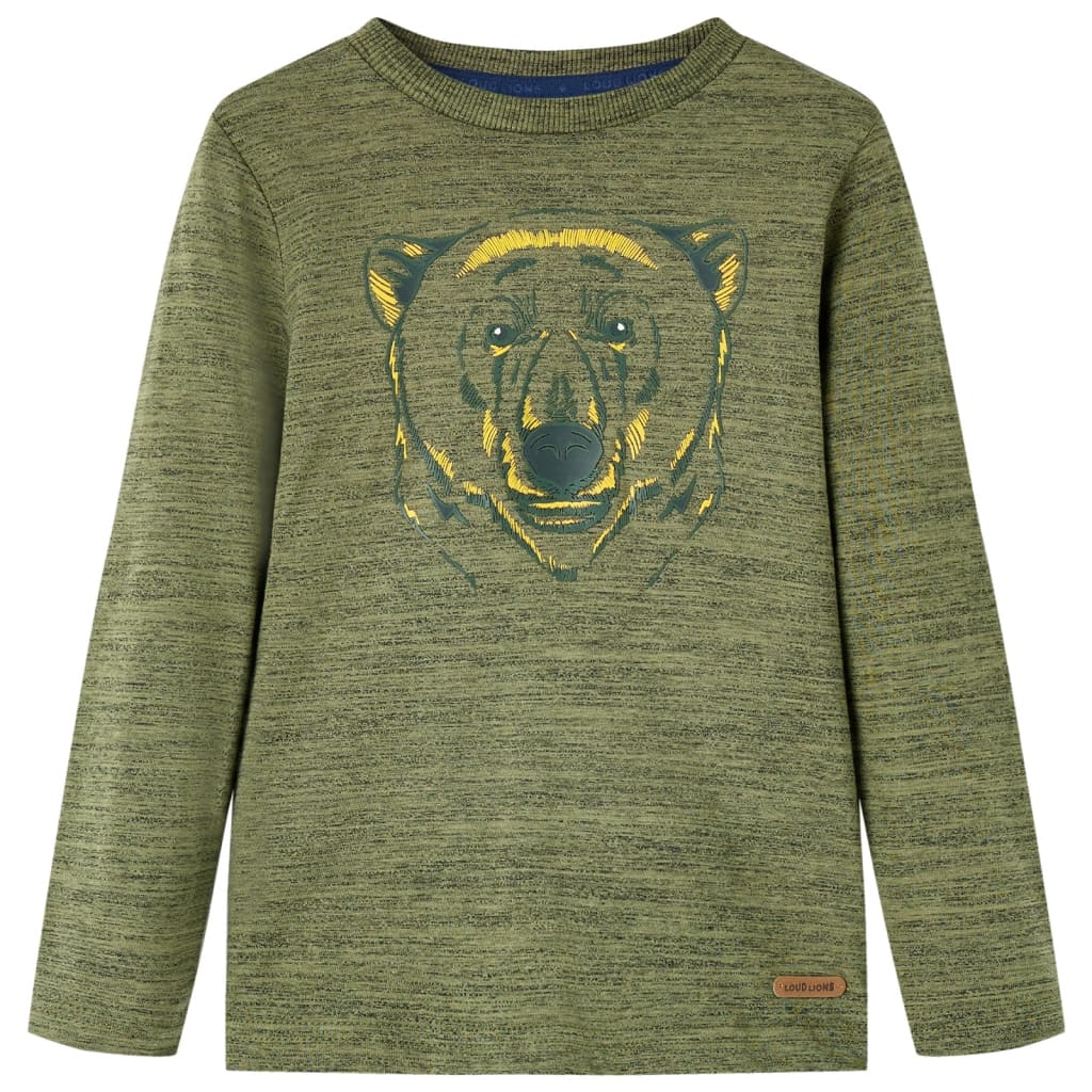 Kindershirt met lange mouwen 104 gemêleerd kakikleurig