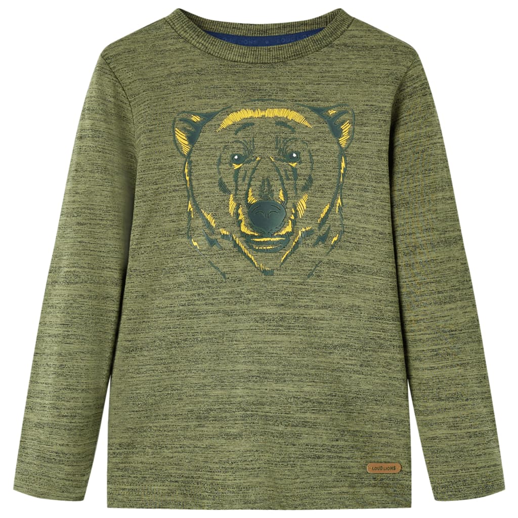 Kindershirt met lange mouwen 128 gemêleerd kakikleurig